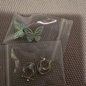 Elegant Silver and Blue Moonstone Hoop Earrings And Blue Butterfly Earrings